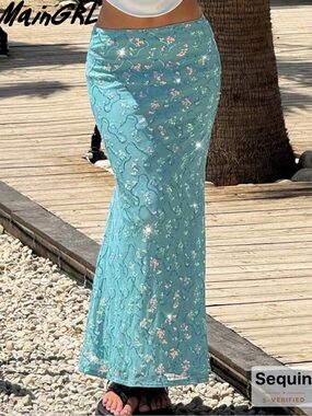 Aqua Sequined Mermaid Skirt